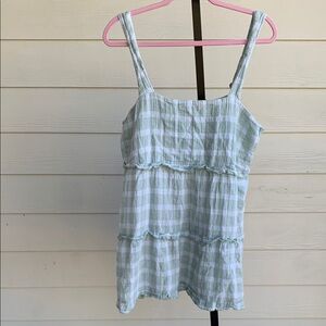 Show me your mumu Green Checkered Women's ruffled Top medium